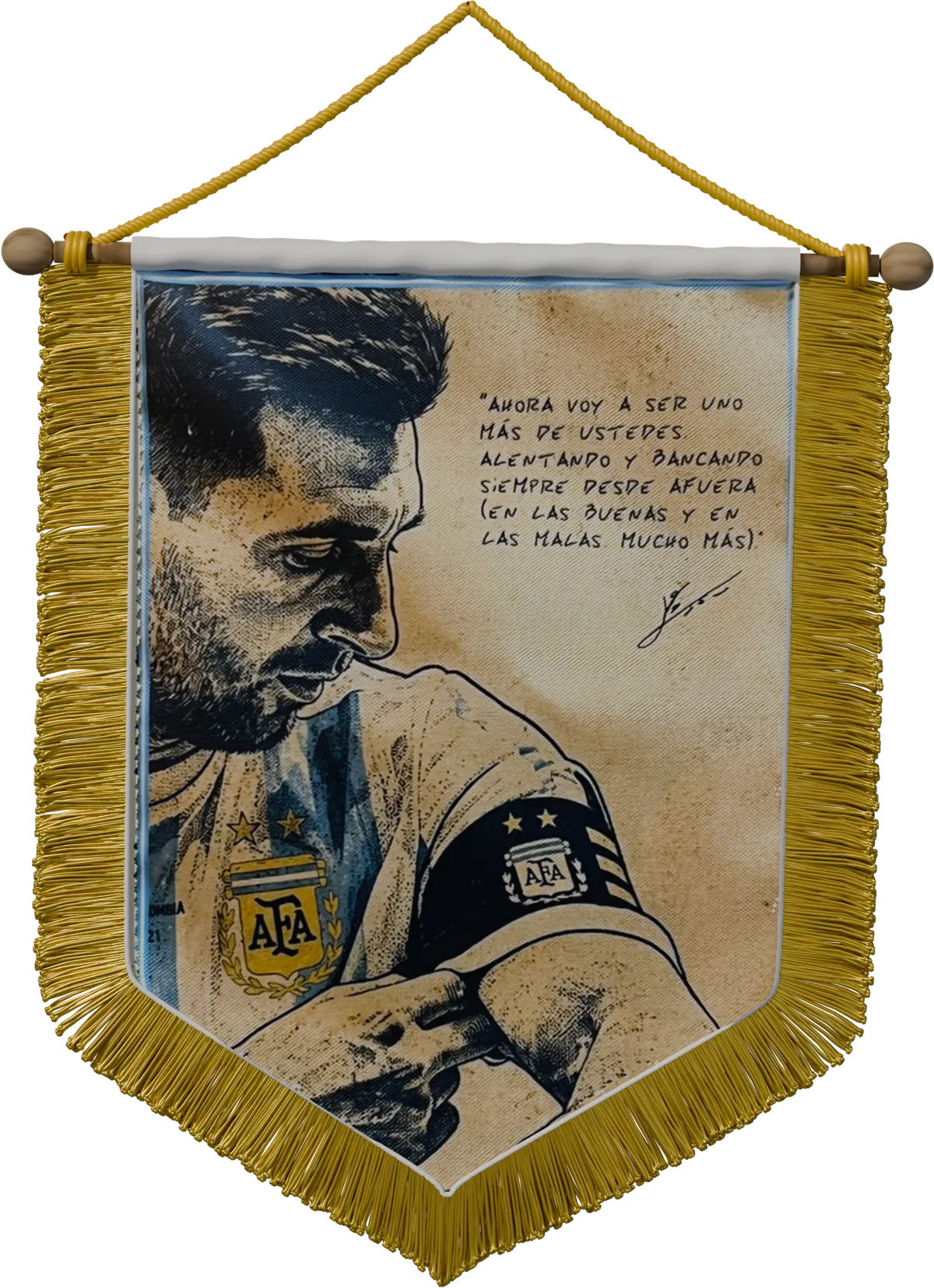 Banderín «Uno más de ustedes», frente: La despedida